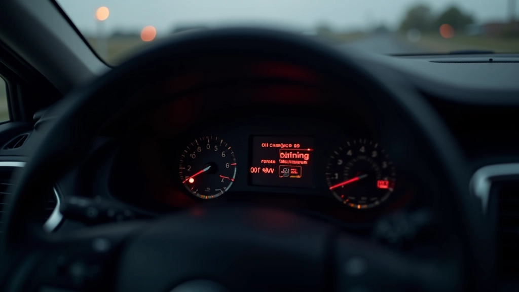 Digital dashboard display showing engine maintenance warning light and oil change reminder