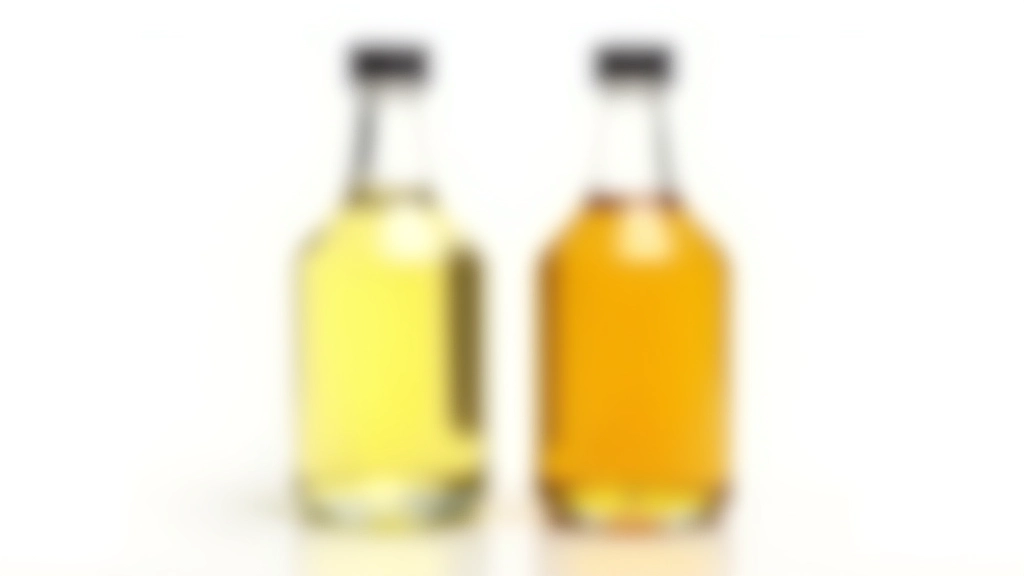Comparison of synthetic and conventional motor oil in clear containers showing different colors and clarity levels